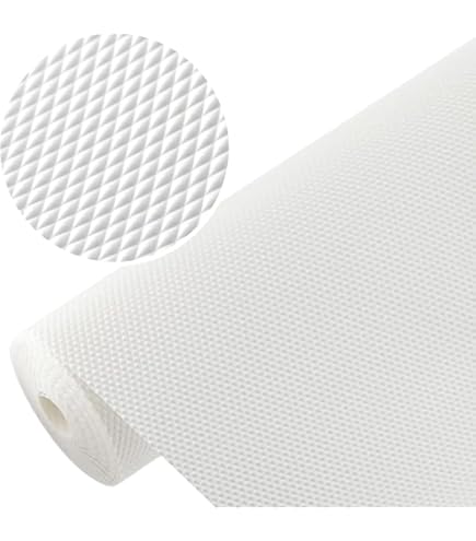 Beschermhoes Voor Koelkast En Kasten Origuuds Lademat, EVA-Materiaal Waterdichte Ladebekleding Antislipmat Koelkastbekleding, Niet Klevend, Voor Keukenkasten, Laden, Kast (Zwart/40cm X 600cm Niet-klevende Voering Wit