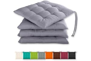 Gräfenstayn® Juego de 4 Cojines 40x40x3cm con Correas de sujeción para Interior y Exterior con Junta Oeko-Tex - (Antracita)
