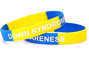 Down Syndrome Awareness Wristband Blue Yellow Wristbands Bracelet Gift Box Goodies (Pack of 2)
