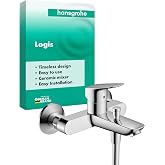 hansgrohe Logis 71400000 Bath Mixer Tap for 2 Functions, 19.2 cm Bath Mixer Tap, Chrome