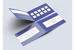 PRINTSERVIS Cartes de fidélité pliantes 10 boîtes design multi-usages pour esthéticienne coiffeuse boutiques bar barbier, fidélité carte multifonction confiance vos clients (50 pièces) (bleu or)