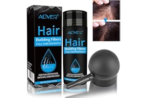 IDUCEN Haarfasern zur Haarverdichtung, Professionelle Haarfaser-Haarpulver mit SprüHapplikator für Dünner Werdendes Haar, NatüRliche Keratin-Haaraufbaufaser für MäNner Und Frauen(Schwarz)