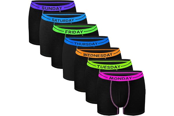 Bonjour Boxershorts för pojkar – veckodagar – 7-pack – bomullsdesigner midjeband bakluckor boxershorts underkläder (5 år – 13