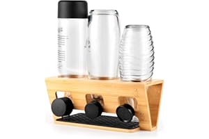 Rainsworth Support de Bouteille pour, 3 Trous Bambou Supports d'Égouttage pour Bouteilles Sodaclean Crystal, Easy, Power, Penguin, Fuse, Emil