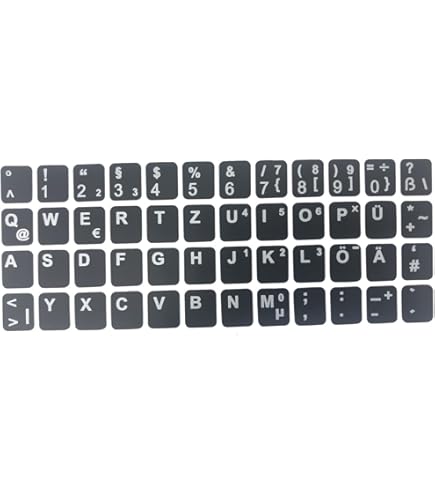 1 x toetsenbordstickers, Franse toetsenbordletters, zwarte achtergrond met witte letters, voor desktop, laptop