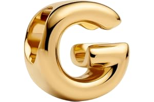 PANDORA Buchstabe G Alphabet-Mini-Charm aus Sterling Silber mit 14 Karat Vergoldung, kompatibel Moments, Maße: 6,5 x 8,2 x 7,5 mm, 763953C00