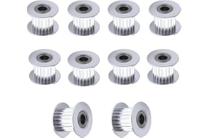 BZ 3D GT2 Umlenkrolle,GT2 Idler Pulley 20 Zähne Bohrung 5mm Breite 10mm Zahnriemenscheibe 20 Teeth für Voron 2.4 und andere 3D-Drucker 9mm/10mm Breite GT2 Zahnriemen.(10 Stück)