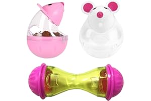 GRANTOP 3 Pcs Cat Feeder Toy, Cat Interactive Toy Food Dispenser Training Ball for Training Improve Pet Cats IQ