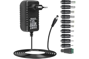 ZUOKENZU 12V Netzteil DC12V 2A Ladegerät mit 11 DC Stecker AC220V zu DC 12Volt 2a 1.5a 1a 800ma 500ma 400mA 200Ma 100Ma Netzteil Konverter Transformator für LED Streifen Lichter Kameras Tastaturen GPS Webcam