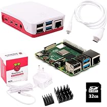Kit Raspberry Pi 4 Model B 8 Go RAM - Boîtier Rouge/Blanc, Alim USB-C, Câble HDMI, 32 Go MicroSD | Starter Complet
