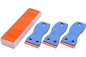 Dropfree 3 Pezzi di Raschietti in Plastica per Lame di Rasoio e 100 Pezzi di Lame di Rasoio in Plastica A Doppio Bordo da 1,5 Pollici per Strumento di Vinile Tinta Automatica