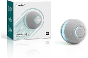 Cheerble Jouet Chat Interactif, Balle Intelligente Auto-Rotative Rebondissante pour Chaton d'intérieur, 3 Modes, Lumière LED Convertible, Rechargeable par USB, Balle Jouet pour Chat Adulte, Gris