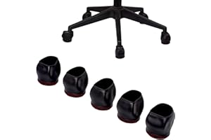 HYNEC TECHNOLOGIES Hynec Tech Furniture Castor Cups for Hardwood Floors, Set of 5 - Heavy-Duty Rubber Chair Leg Protectors - Office Chair Leg Covers - Easy Installation - 7.1x5.3x5.3 cm, Black