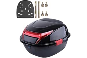 NUACOS Motorrad Kofferraum Tour Heckbox Topcase ABS Wasserdicht AbschließBar Universal Harthelm GepäCkaufbewahrung mit Montagematerial für Motorrad Moped RüCkseitenkoffer ,B,11*15*16inch