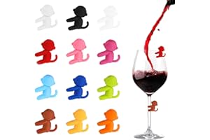 MUVONZI 12 PCS Marque Verre à vin, Singe Marqueurs de Verre à Vin en Silicone Marque, Identifiants pour Verres de Réception, Accessoires pour le Vin, Idéaux pour la vie Quotidienne et les Fêtes (Multicolore)