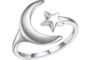 PROSILVER Anillo de Dedo Ajustable Plata 925 con Detalles, Anillo de Cruz Cadenas Banda Luna Estrella Nudo Celta, Anillo de Boda para Mujeres Hombres (Con Caja de Regalo)