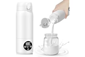GJCrafts Chauffe-biberon portable électrique rechargeable (500 ml) avec affichage LED pour le lait maternel et l'eau, pour voiture, camping et voyage