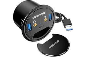 Graugear Tisch-HUB, USB 3.0 2x Type-A / 1x Type-C, Audioanschluss, 60 mm