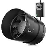 Hon&amp;Guan 150 mm Adjustable Extraction Fan 587m&sup3;/h, Exhaust Fan with Regulator, Duct Fan with Plug, for Greenhouse, Basement,