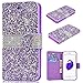 Produktbild SMART LEGEND iPhone 7(4.7") Ledertasche Diamant Bling Shining Crystal Schutzhülle Glitzer Kristall Lederhülle Wallet Rundum Schutz Gehäuse Housing im Bookstyle Cover Schale mit Ständer Standfunktion Etui Karten Slot und Magnetverschluss Case Lila