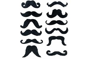 Komonee 12 x Fake Moustache Black Halloween Mustache For Fancy Dress Up Costume Hair Accessory Outfit Novelty Joke
