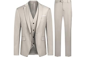 Allthemen Costumes Hommes 3 Pièces Mariage Un Bouton Slim Fit Vests de Smoking Couleur Pure Formel Veste Gilet et Pantalon