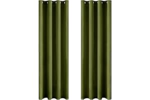 MIULEE Tende Oscuranti per Interni 2 Pezzi, Tenda Verde Oliva Moderna per Soggiorno, Tenda Oscurante Finestra Camera da Letto Salotto, Tende Termiche Isolanti per Interni con Anelli, 2x 140x245 CM