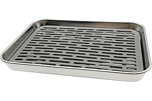 duoyif Vassoio Antigoccia In Acciaio Inossidabile, Vassoio Antigoccia Per Birra, Con Griglia Di Plastica, Vassoio Da Tè Acciaio, Vaschetta Antigoccia Per Cucina Bar Ristorante (23,5x17,5x2,5cm)