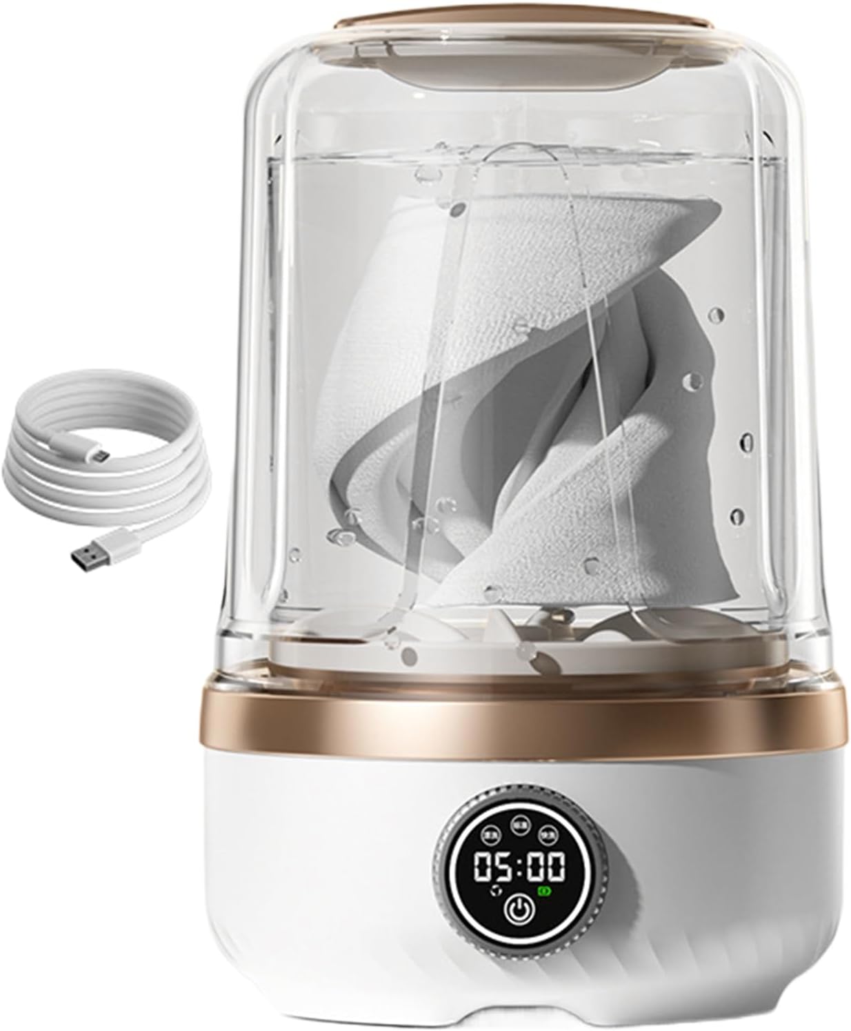 USB Clothing Washer - 2L Mini Laundry Machine with 3 Gear Settings | Portable Dorm Apartment Travel Washing Device, Panty Sock Towel Delicate Fabric Cleaner, Compact Home Camping
