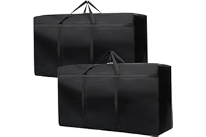 LPAMABA 2 Pz Borsa di Immagazzinaggio con Maniglie da 100L,Sacchetti di Stoccaggio con Cerniere,Borsa Portaoggetti per Carichi Pesanti con Maniglie per Vestiti Organizzatore Armadio Viaggio (Nero)