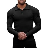 Agilelin Men's Muscle Slim Fit Polo Shirts Long&Short Sleeve Stretch T-Shirts Casual Stylish Tee for Golf Workout