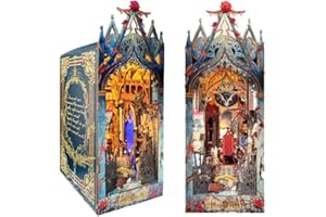 STRUCWOOD Magic Book Nook Kit 3D Wooden Puzzle for Adults Decorative Bookend Stand Book Nook Bookshelf Insert Bookcase Toy for Teenagers Gift Model Kits (Moon Light Castle)