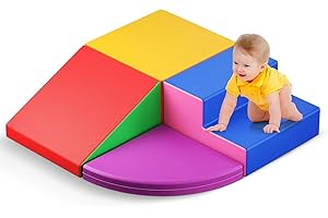 CUPCHID Motricità Baby in schiuma,Blocchi di arrampicata con custodia in pelle e ganci e fibbie, schiuma blocchi di costruzione giocattoli educativi,Soft Play Corner Climber (DM152116)