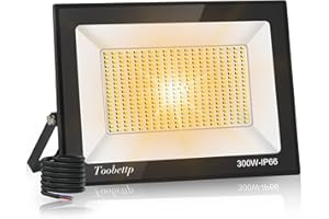 TOOBETTP Faretto LED da Esterno, Proiettore LED da 300W, Super Illuminoso da 30000LM 3500K Faro LED da Esterno Bianco Caldo,IP66 Impermeabile per Giardino, Garage, Parcheggio, Cortile, Pareti
