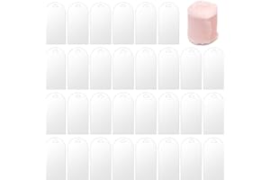 CUTITIUU 30 Stück klare Acryl-Platzkarten,30pcs Hochzeit Namenstafel Transparent Rosa Band Rolle,Acryl-Schilderhalter,klare Tischkarten für Hochzeit,für DIY,Gästename (Transparent)