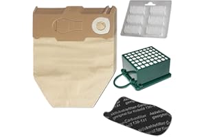 MOHMUS Juego de 6 bolsas de aspiradora + 6 piedras aromáticas + filtro HEPA + filtro de carbón adecuado para Vorwerk Kobold VK 130 131 SC - VK130, VK131 - FP 130 131 - con papel especial