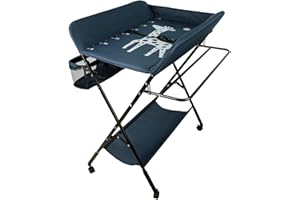 XUANYU Wickeltisch Klappbar, Höhenverstellbare Wickelkommode, Traglast bis 25 kg, Anwendbare Mütter Höhe: 145-175 cm (Dunkelblau-schwarz)