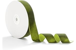 AOKSUNOVA Cinta de terciopelo para regalo, 2,5 cm x 9 m, cinta de terciopelo, cinta de regalo, cintas de terciopelo, verde oliva