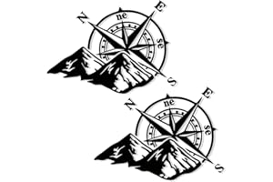 UZEXYO 2 PCS Black Compass Car Stickers, Campervan Stickers, Bumper Stickers,for All Motorhome Truck Van Car Bumper Decal Waterproof Vinyl Decals