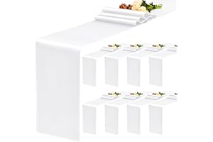 YMHPRIDE 8 Pack Satin Table Runner White Silk Table Runner, 12x72 Inch for Wedding Party Birthday Banquet Decoration