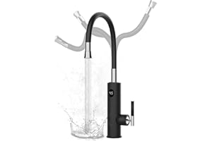 Elektrische Wasserhähne mit Durchlauferhitzer Küche, 3200W Sofortiger Warm Küchenarmatur mit LCD Temperaturanzeige und Flexibler Auslauf, 360º Drehung Elektrischer Heizung Wasserhähnen