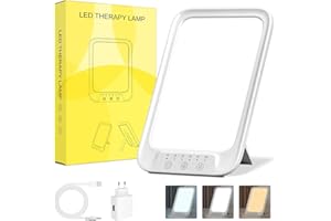 NIKYJM 20000 Lux Lámpara SAD Sin UV Lámpara de Luz Diurna con 6 Temporizador 3 Temperaturas de Color y 10 Niveles de Brillo, Lámpara Solar para Terapia de Luz con Función de Memoria (Blanco)