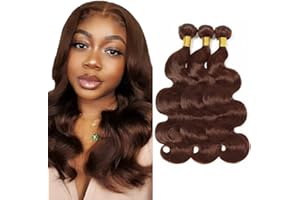 Evaxilc Body Wave Human Hair Bundles #4 Chocolate Brown Color Unprocessed Brazilian Virgin Hair Weave 3 Bundles Total 300g Parrucca da donna capelli veri Human Hair Bundles 12 14 16 Pollice