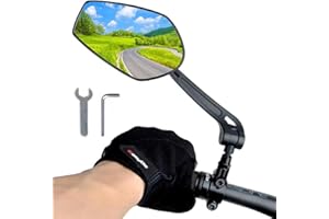 RBRL Specchietto retrovisore per bicicletta, universale, regolabile a 360°, per manubrio, specchietto retrovisore, per bicicletta, corsa, mountain bike, ciclisti (1 pezzo sinistro)