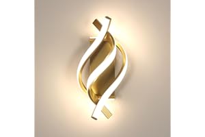 Comely Aplique de Pared LED Interior 22W 2500LM, Moderno Dorado Lámpara de Pared LED Aluminio para Dormitorio Sala de Estar Pasillo, Luz Neutra 4500k