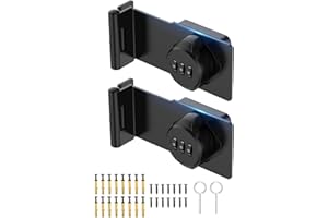 MeBantoo Cabinet Password Hasp Locks, 90 Degree Barn Door Lock, Household Security Combination Latch for Locker, Fence, Bathroom, Outdoor, Garden (Black -2PCS)