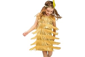 Nlaayong Fille Gatsby Année 1920 Robe, Vêtements de Danse Latine Robe à Franges à Sequins à col en V avec Ceintures de Tête pour la Danse Cocktail Cospaly Carnaval