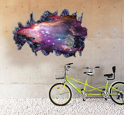 Colourfulworld 3D Galaxy Wandtattoo space-dimensional Wand Aufkleber Wohnzimmer TV Hintergrund Aufkleber selbstklebend abl?sbar DIY Home Dekoration Wand Wandbild abnehmbare Schlafzimmer StickerGalaxy 3D Space Meteoriten Wohnzimmer TV Hintergrund abnehmbare Wandspiegel Aufkleber Perspektive PVC Wand (Space Meteoriten) - 2