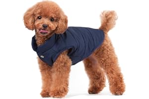Rantow Imbottito caldo cappotto invernale per cani Giacche antivento accogliente vestiti per cani vestito vestito di maglia per cani piccoli di taglia media, rosso/blu scuro/marrone?Blu scuro S)