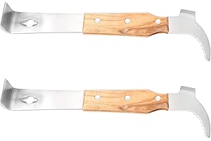 Jubaopen 2 Stück Imkerei Schaber Ausrüstung Edelstahl Schaber J-Haken Bienenzucht Werkzeug Stockmeißel Imker Zubehör Beekeeping Hive tool Bienenzucht Ausrüstung mit Holzgriff für jeden Imker